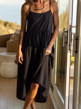 Carve Designs Jacey Black High-Low Tiered Maxi Dress NWT